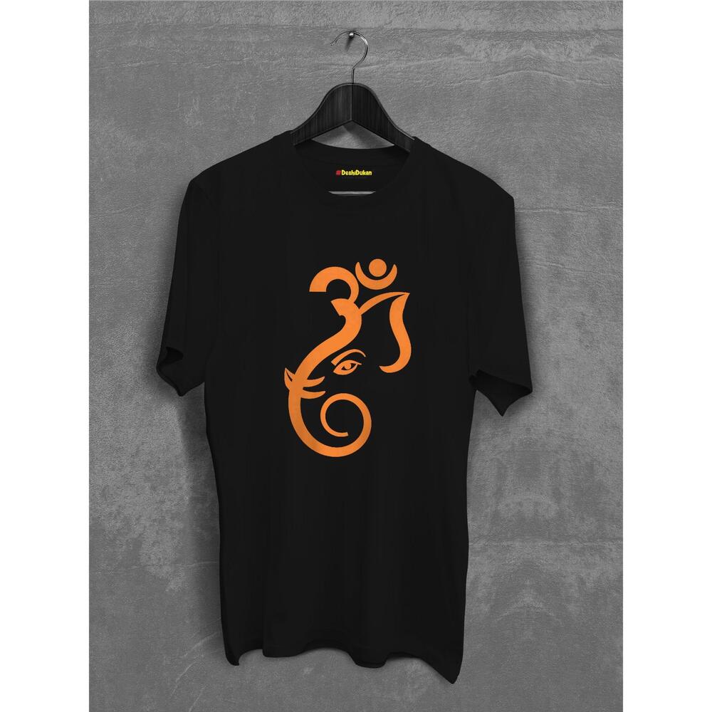 Om Shape In Ganpati Face Tshirt